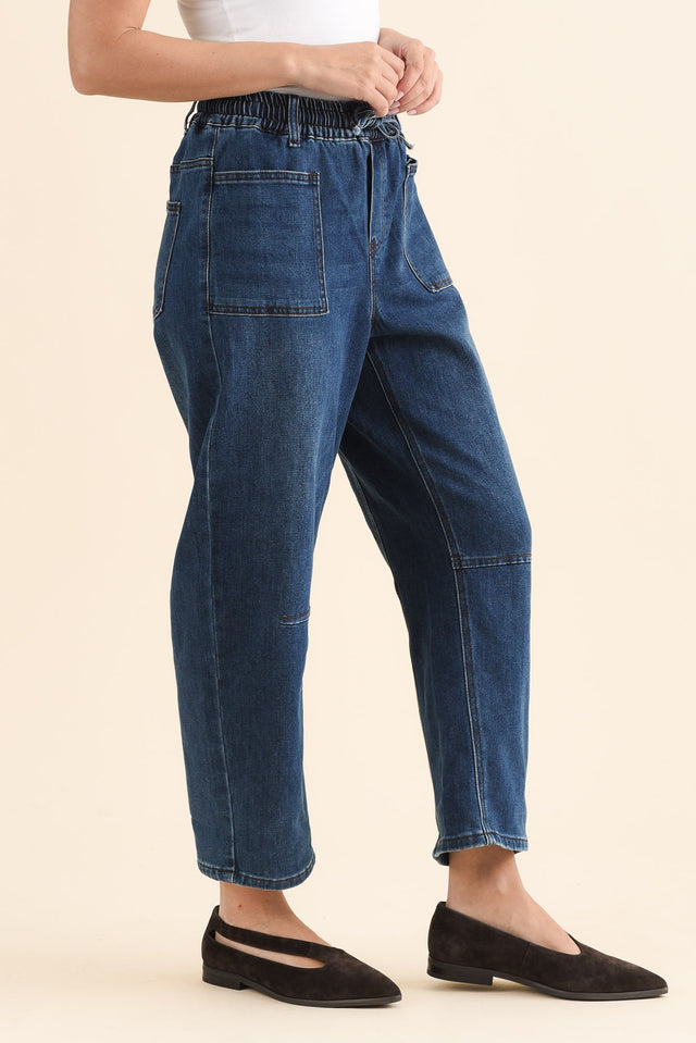 Rome Dark Blue Denim Barrel Jeans image 3