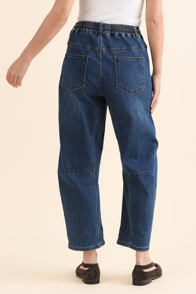 Rome Dark Blue Denim Barrel Jeans image 4