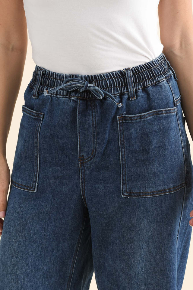 Rome Dark Blue Denim Barrel Jeans image 5