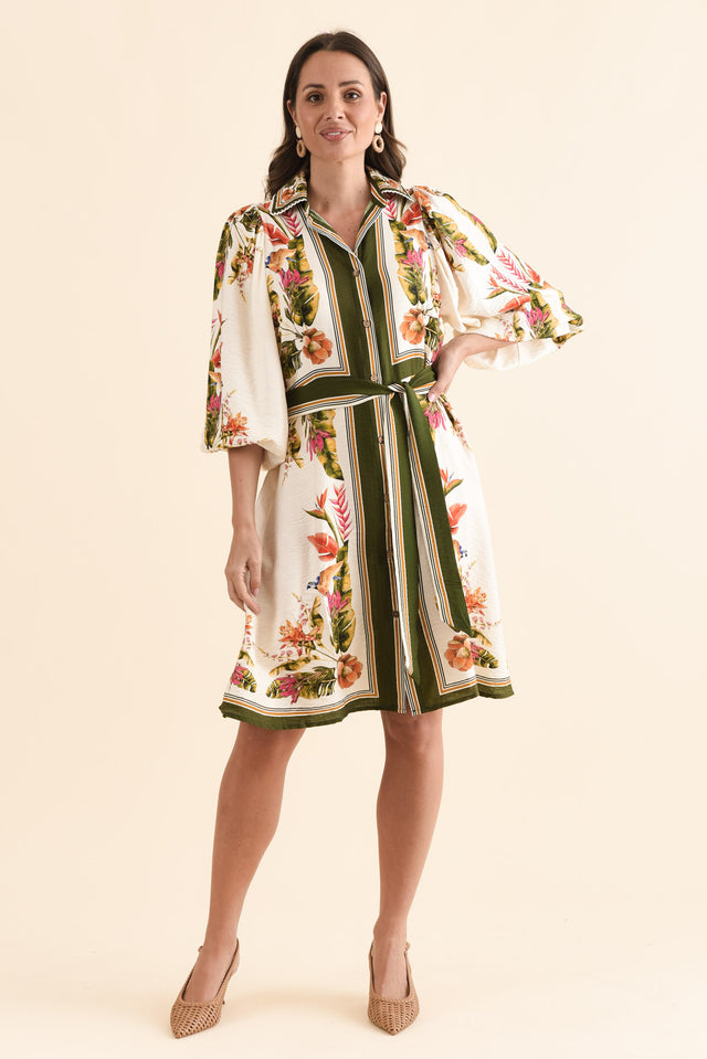 Romeo Green Garden Tie Dress,Full Body,Brunette model,alt text|model:MJ image 2