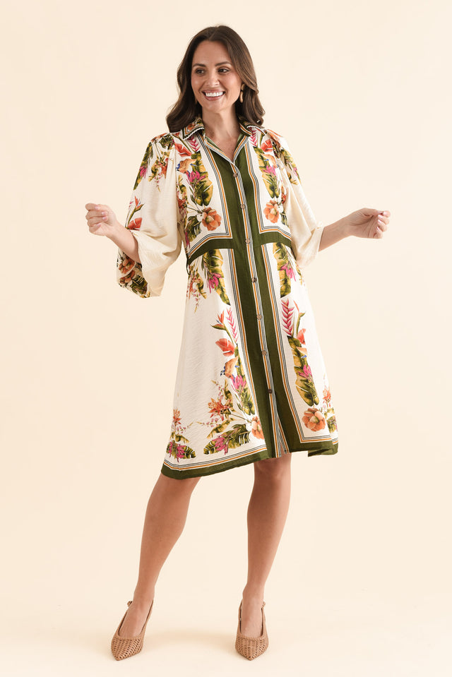 Romeo Green Garden Tie Dress,Full Body,Brunette model,alt text|model:MJ image 6