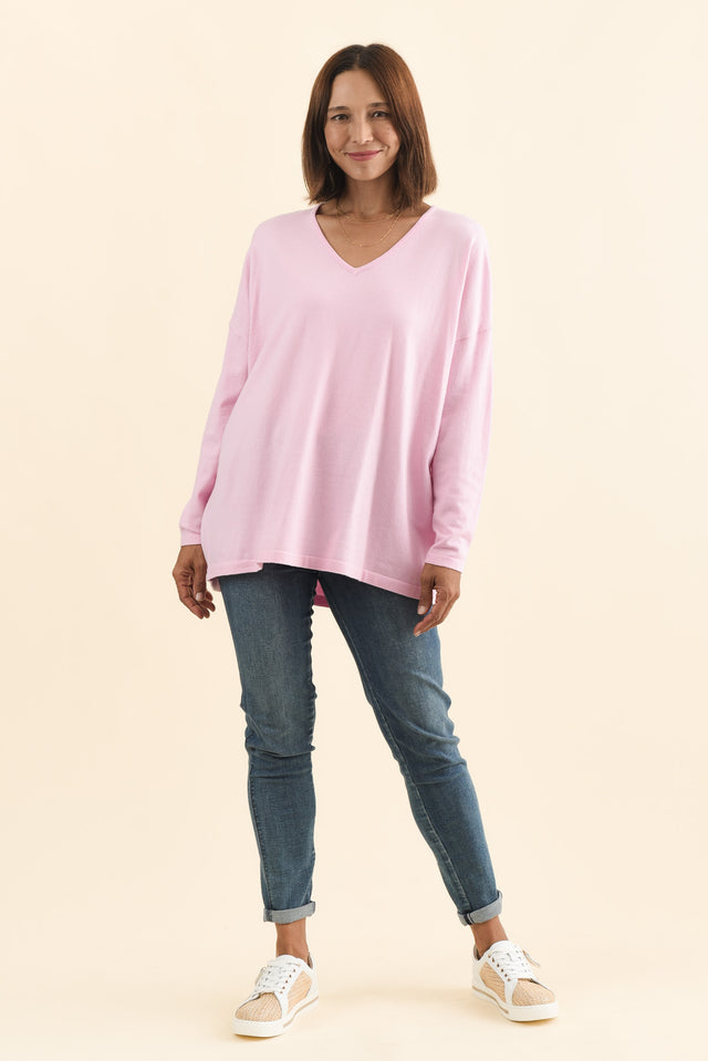 Ronnie Light Pink Knit Jumper,Brunette model,alt text|model:Cara image 7