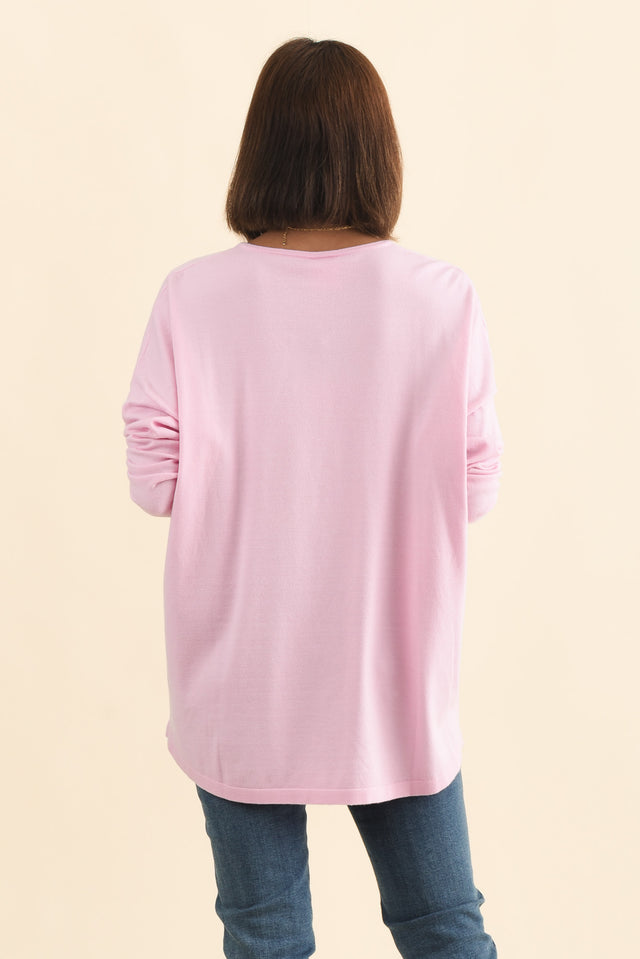 Ronnie Light Pink Knit Jumper,Brunette model,alt text|model:Cara image 5