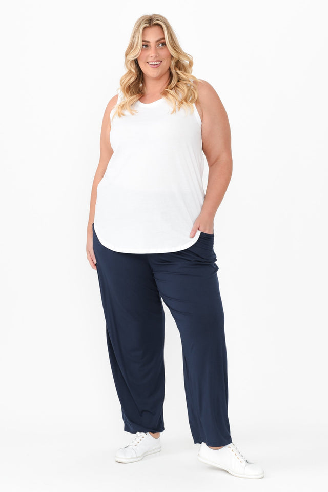 Rosella Navy Bamboo Pants,Blonde model,alt text|model:Caitlin image 13