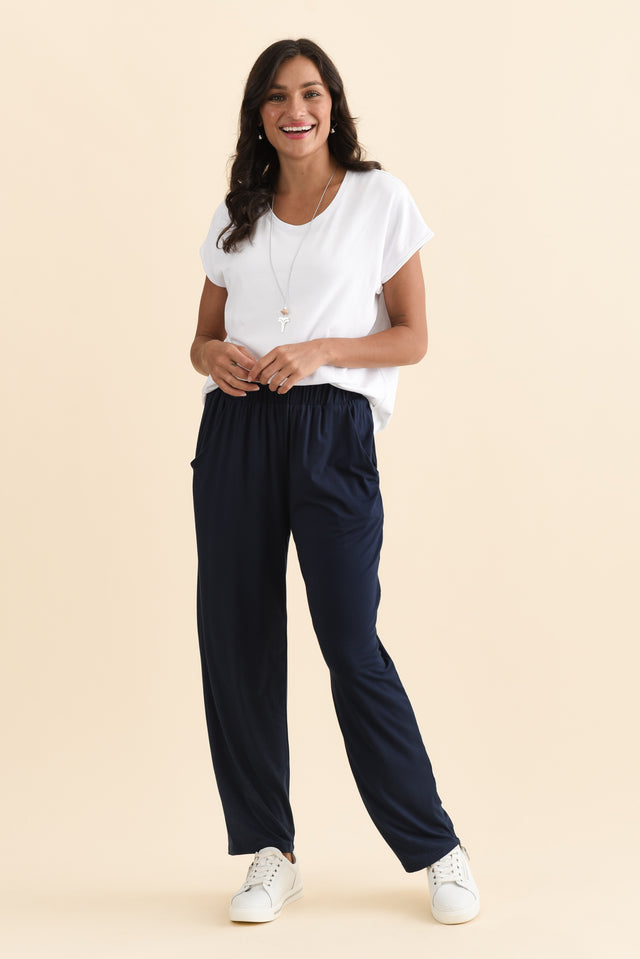 Rosella Navy Bamboo Pants,Brunette model,alt text|model:Brontie image 9