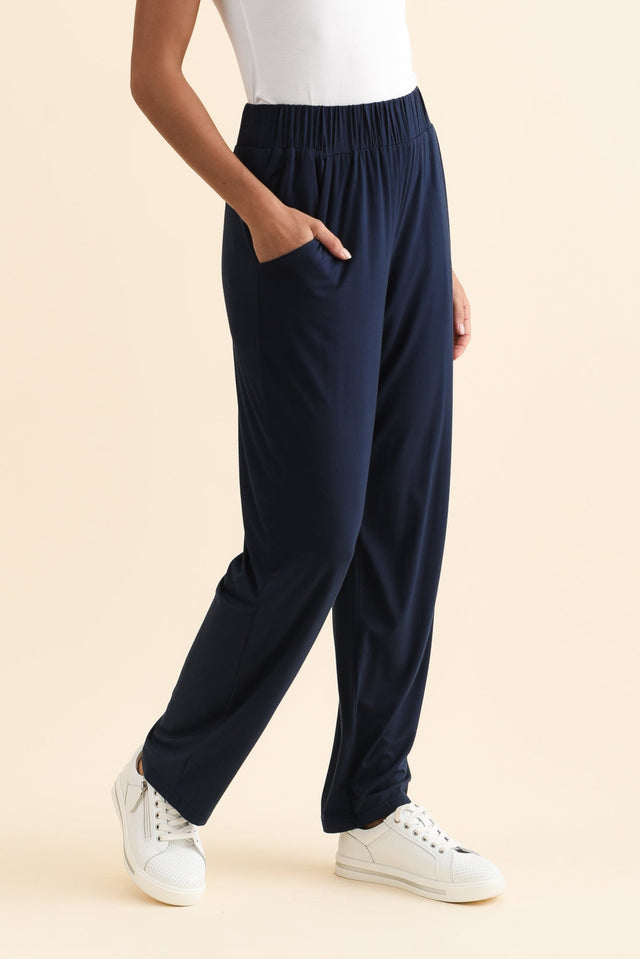 Rosella Navy Bamboo Pants,Brunette model,alt text|model:Brontie image 5