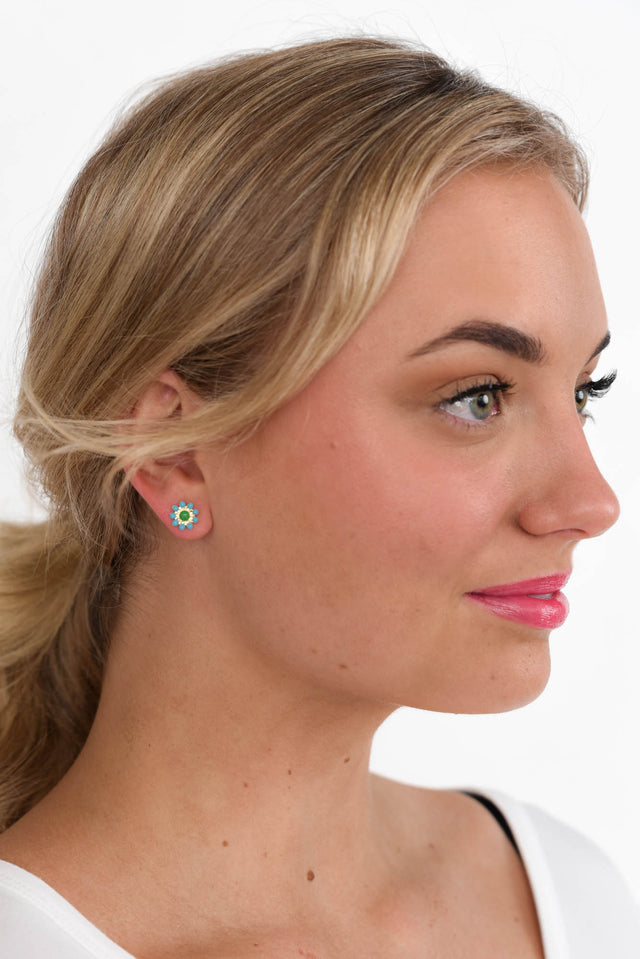 Roselyn Blue Daisy Stud Earrings image 2