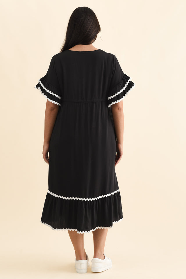 Rosemarie Black Frill Dress,Brunette model,alt text|model:Emilia image 11