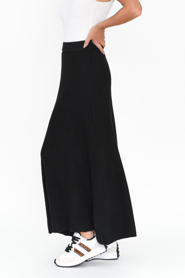 Roshni Black Knit Maxi Skirt
