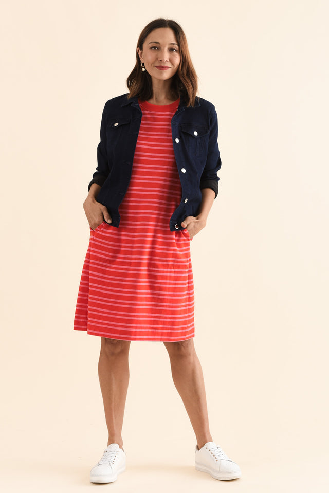 Rouge Red Stripe Cotton Tee Dress image 1