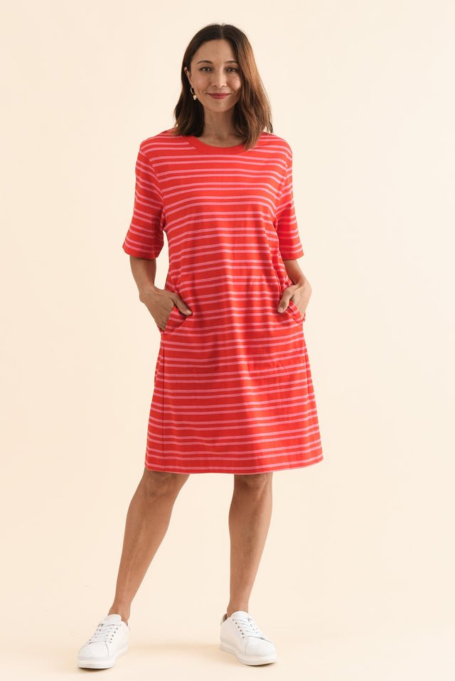 Rouge Red Stripe Cotton Tee Dress image 2