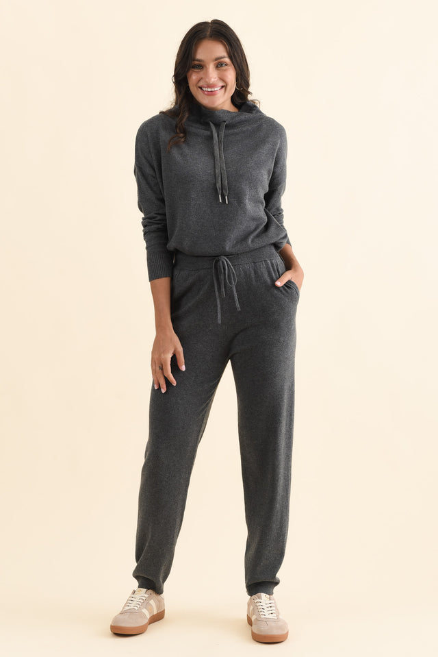 Rowan Charcoal Cotton Cashmere Knit Jumper,Brunette model,alt text|model:Brontie image 7