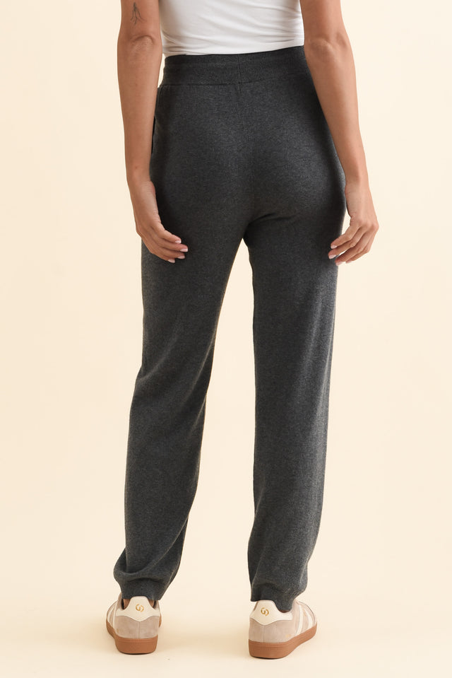 Rowan Charcoal Cotton Cashmere Knit Pants,Brunette model,alt text|model:Brontie image 5
