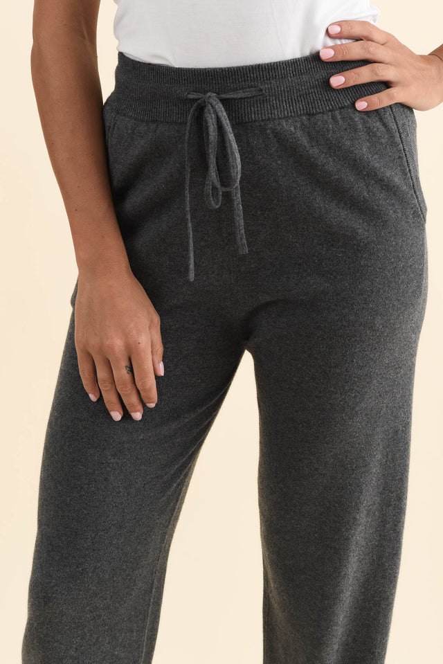 Rowan Charcoal Cotton Cashmere Knit Pants,Brunette model,alt text|model:Brontie image 6