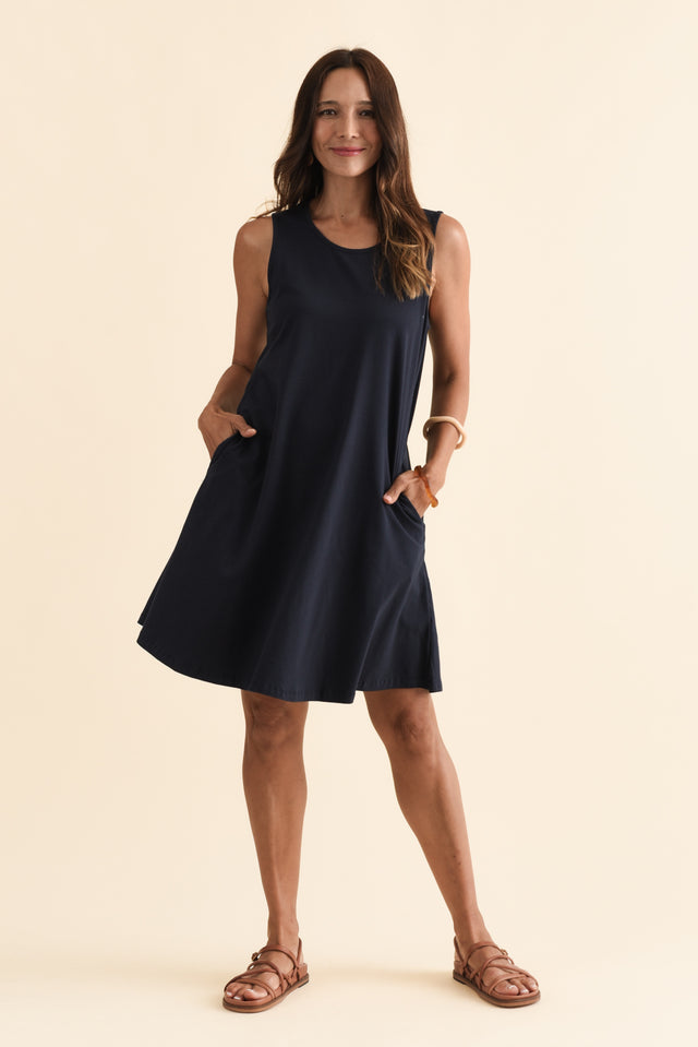 Roxanne Navy Swing Dress,Brunette model,alt text|model:Cara image 7