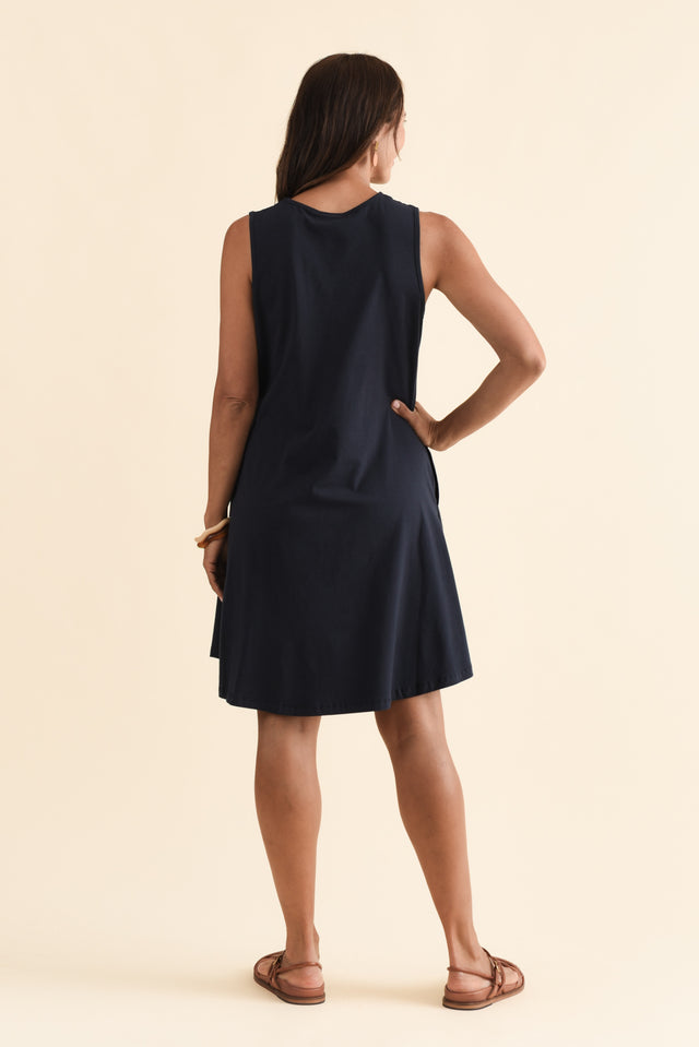 Roxanne Navy Swing Dress,Brunette model,alt text|model:Cara image 5