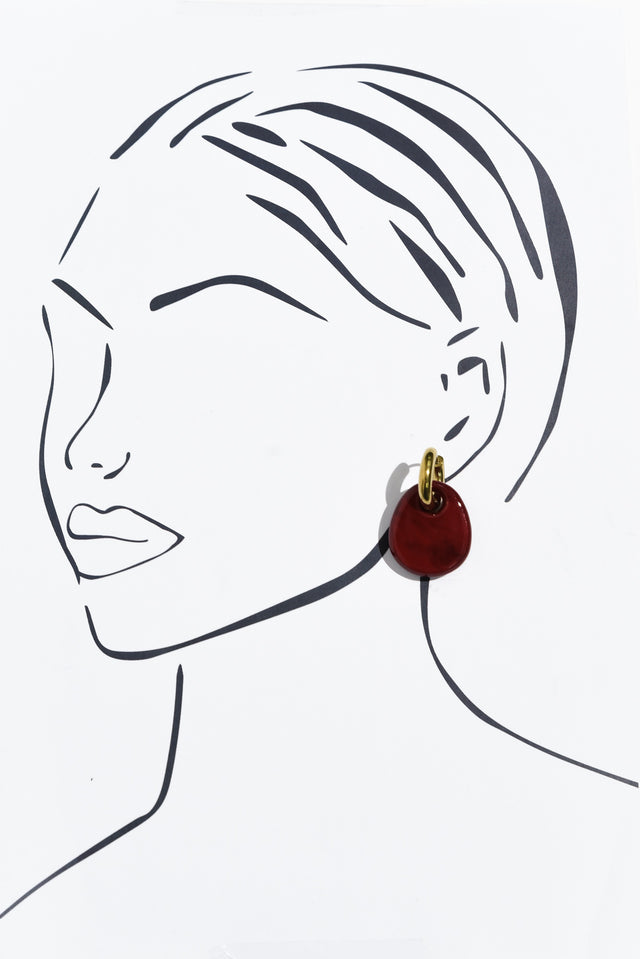 Rumi Red Hoop Earrings