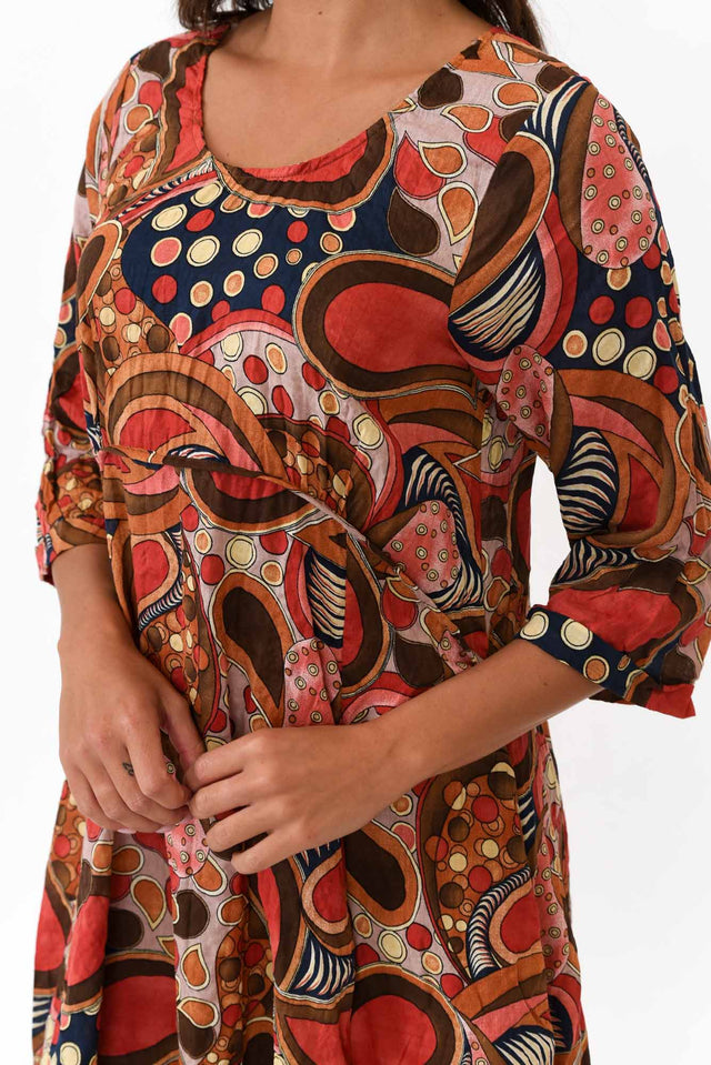 Rutherford Rust Abstract Midi Dress