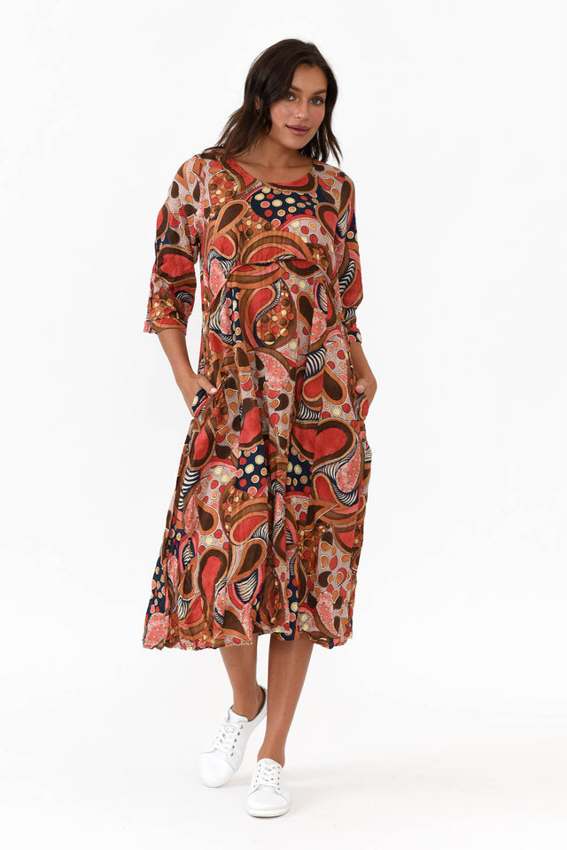 Rutherford Rust Abstract Midi Dress