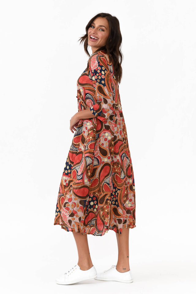 Rutherford Rust Abstract Midi Dress