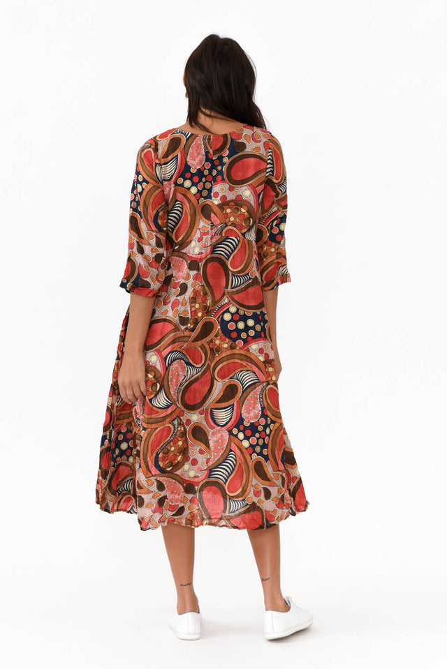 Rutherford Rust Abstract Midi Dress