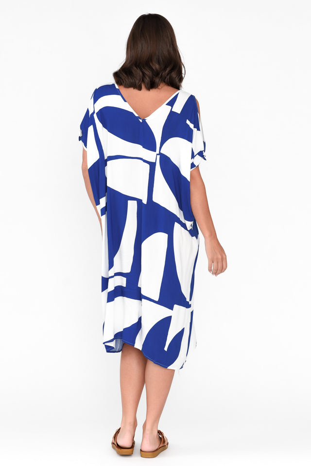 Ronan Cobalt Abstract Cold Shoulder Kaftan