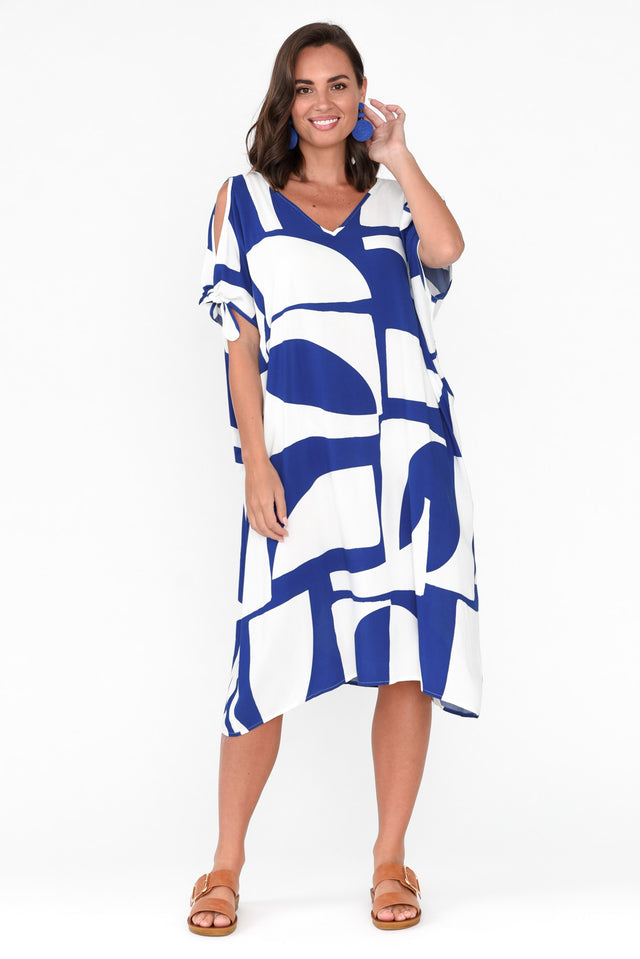 Ronan Cobalt Abstract Cold Shoulder Kaftan