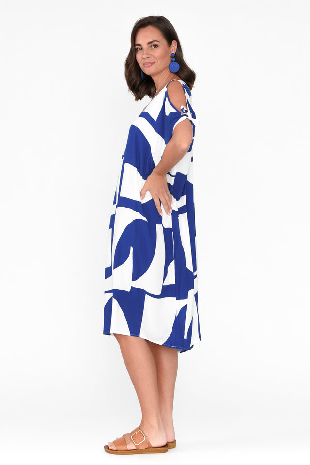 Ronan Cobalt Abstract Cold Shoulder Kaftan