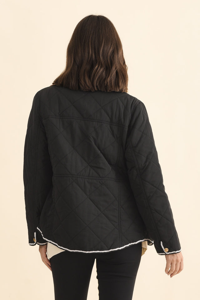 Ryan Black Quilted Jacket,Brunette model,alt text|model:MJ image 5