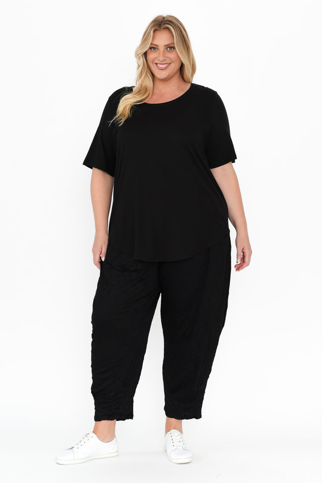 Ariana Black Cotton Tee,Blonde model,alt text|model:Caitlin image 12