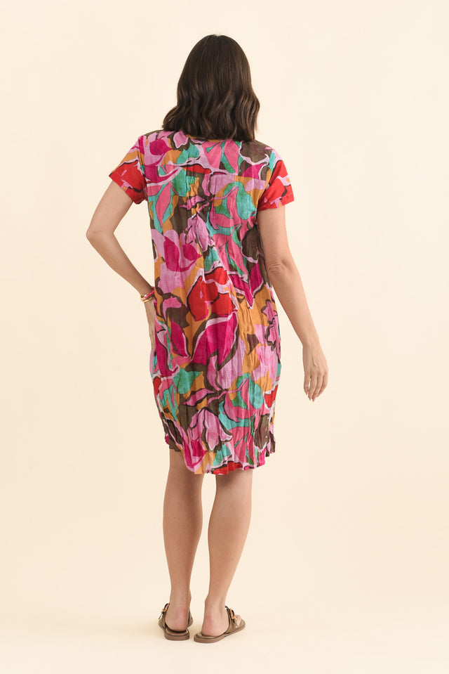 Sabina Fuchsia Garden Crinkle Cotton Dress,Brunette model,alt text|model:MJ image 5