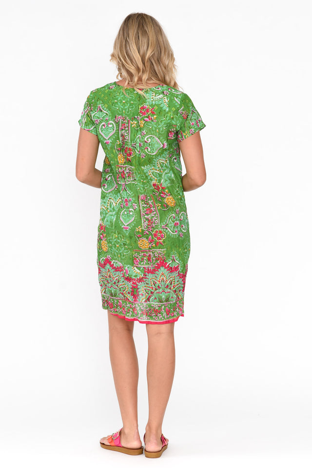 Sabina Green Heritage Crinkle Cotton Dress