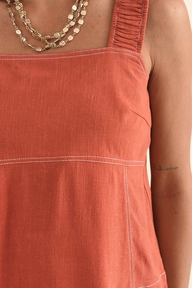 Sage Orange Contrast Top,Detail,Brunette model,alt text|model:Brontie image 5