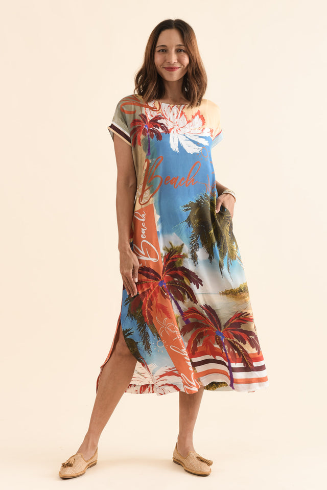 Salena Red Beach Maxi Dress,Full Body,Brunette model,alt text|model:Cara image 6