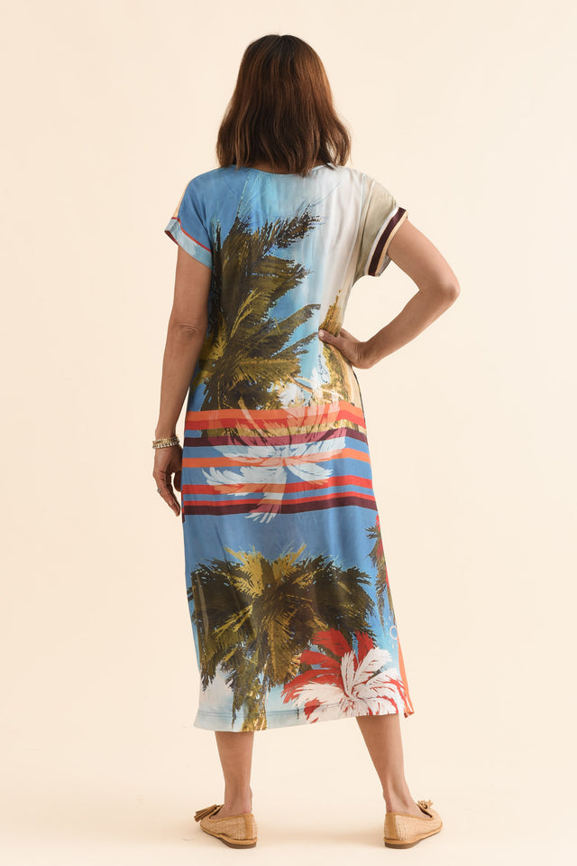 Salena Red Beach Maxi Dress,Back,Brunette model,alt text|model:Cara image 4