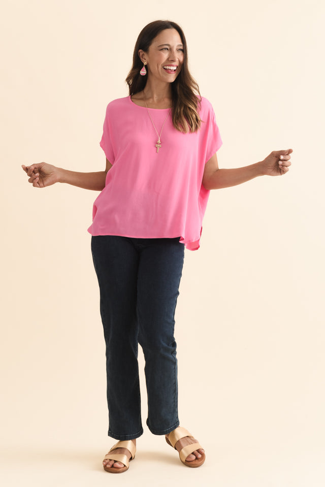Sali Pink Drape Top,Brunette model,alt text|model:Cara image 7