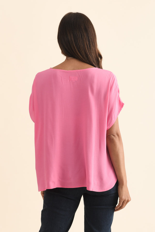 Sali Pink Drape Top,Brunette model,alt text|model:Cara image 5