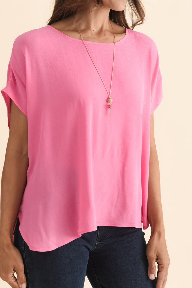 Sali Pink Drape Top,Brunette model,alt text|model:Cara image 6
