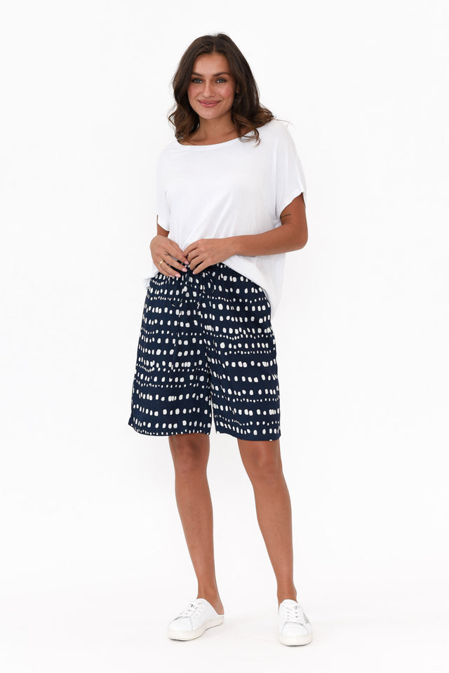 Sally Navy Abstract Spot Relaxed Shorts image 2