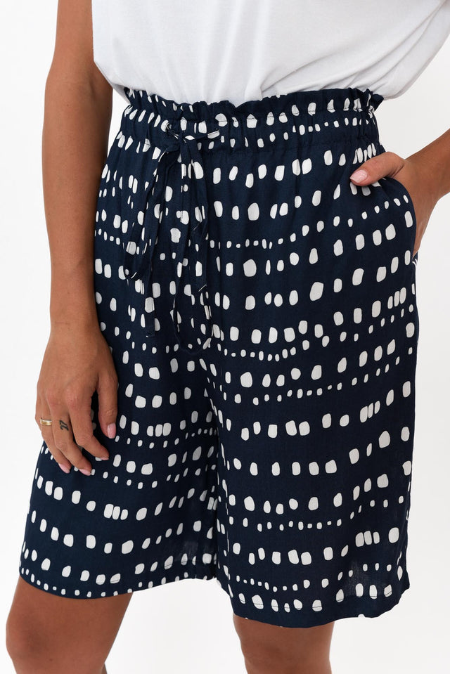 Sally Navy Abstract Spot Relaxed Shorts image 3