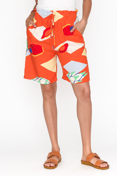 Sally Orange Fruity Relaxed Shorts