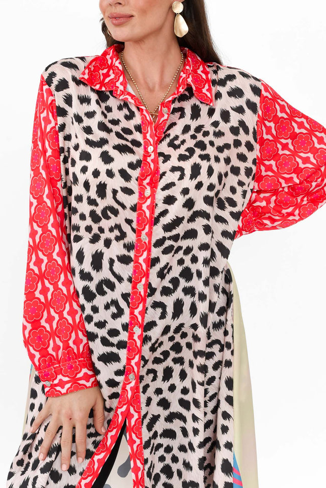 Samantha Pink Leopard Tunic,Brunette model,alt text|model:Elouise image 6