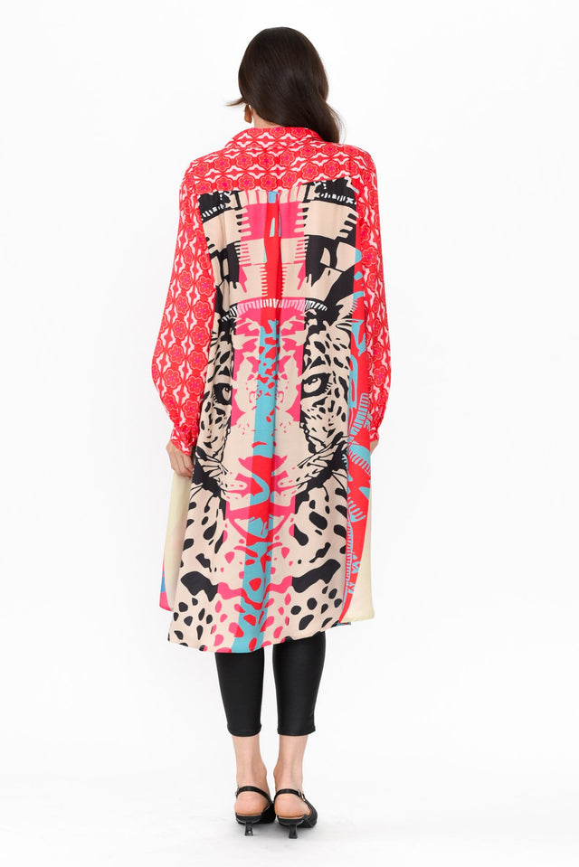 Samantha Pink Leopard Tunic,Brunette model,alt text|model:Elouise