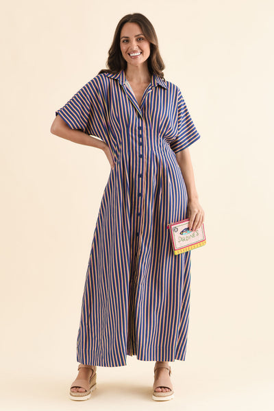 Samba Blue Stripe Shirt Dress