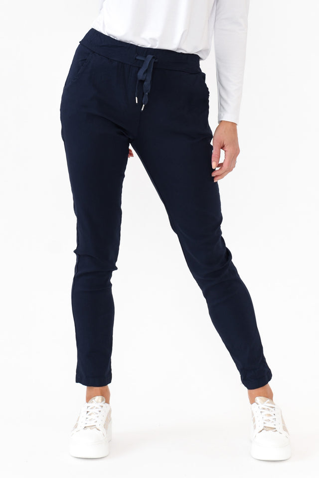 Samford Navy Crinkle Drawstring Pants