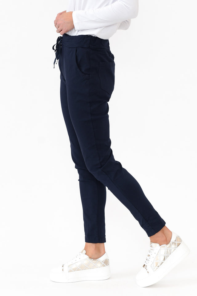 Samford Navy Crinkle Drawstring Pants