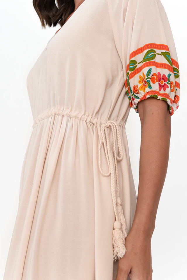 Samin Orange Floral V Neck Dress