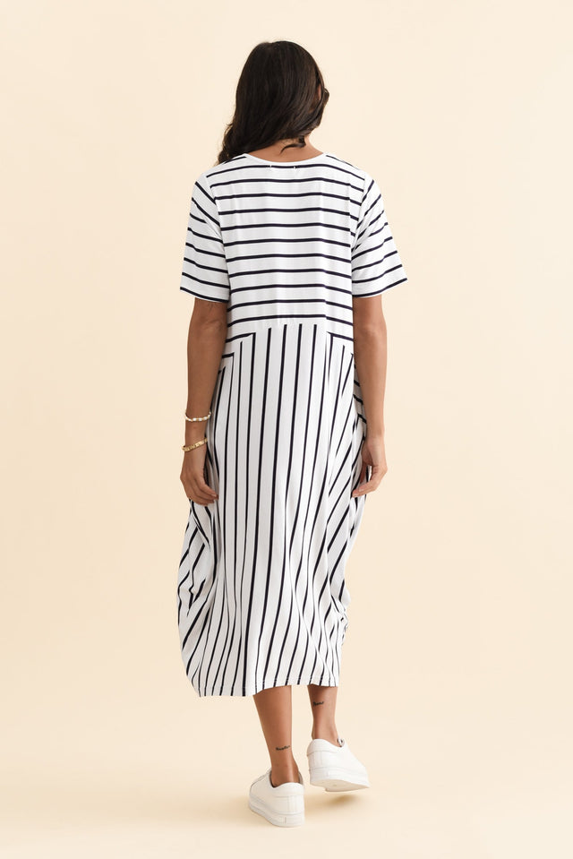 Samiya White Stripe Bamboo Dress,Brunette model,alt text|model:Brontie image 6