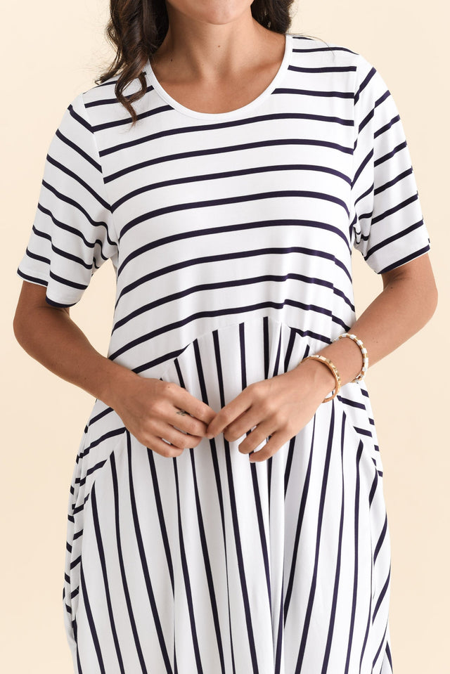 Samiya White Stripe Bamboo Dress,Brunette model,alt text|model:Brontie image 7