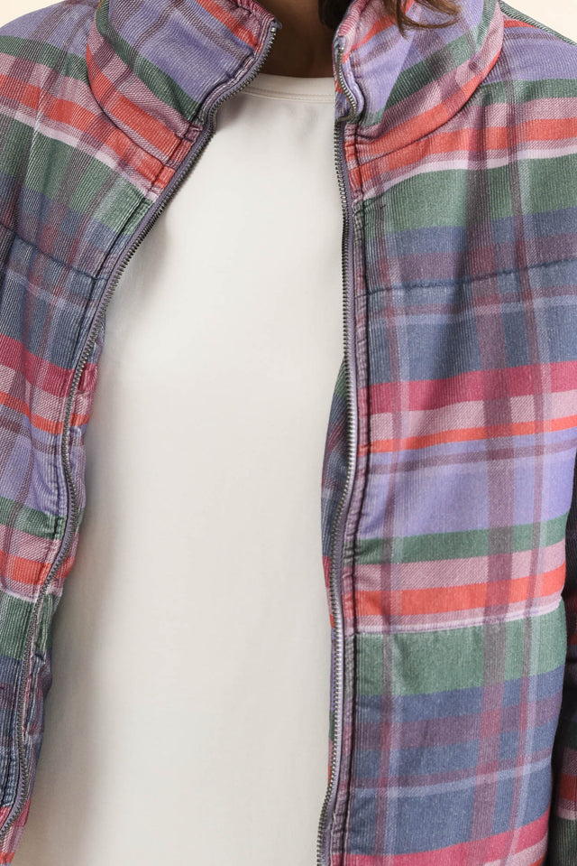 Samwise Blue Check Corduroy Jacket,Detail,Brunette model,alt text|model:Cara image 5